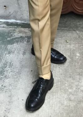 Khaki Pants Paired With Brown Socks